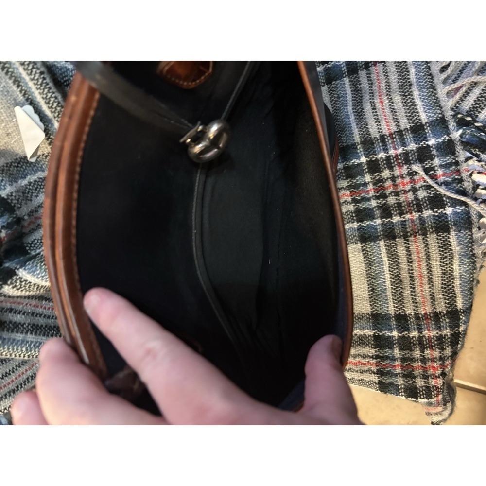 Brighton Women's Leather Bucket‎ Purse Black & Brown Faux Animal Print Pockets - Picture 2 of 10